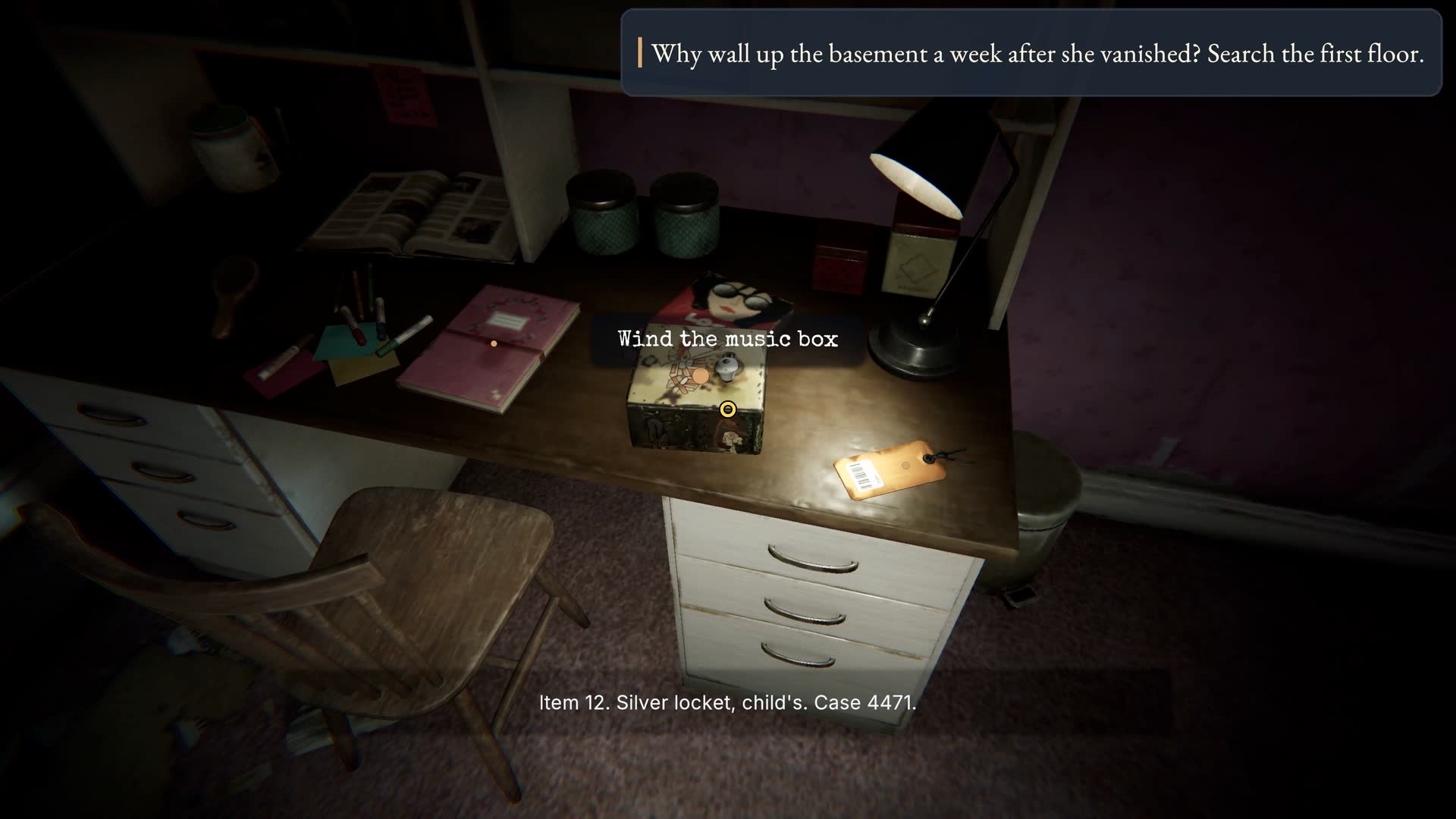 A music box on a desk in the child’s bedroom