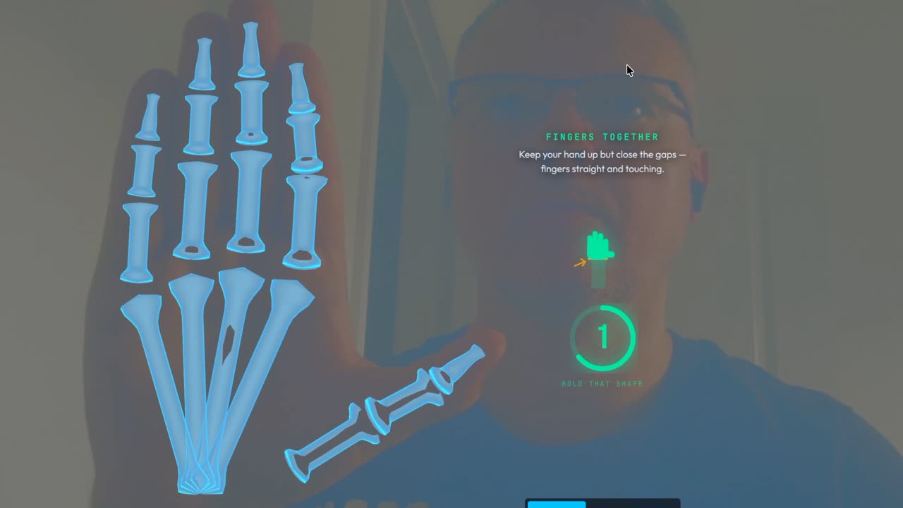 X-Ray Hand — an open palm held to the camera with its bones drawn inside it